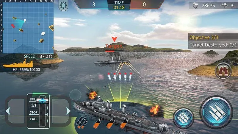 Скачать Атака военных кораблей 3D [Взлом/МОД Все открыто] последняя версия 1.9.1 (на 5Плей бесплатно) для Андроид
