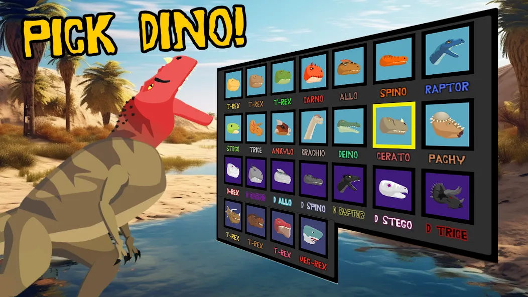 Скачать T-Rex Fights Dinosaurs [Взлом/МОД Много денег] последняя версия 1.3.5 (4PDA apk) для Андроид