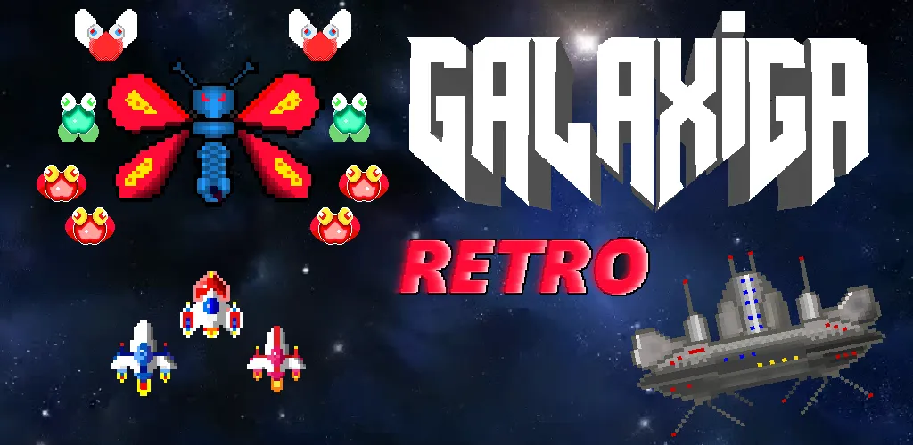 Скачать Galaxiga Retro Arcade Action (Галаксига Ретро Аркейд Экшн) [Взлом/МОД Бесконечные деньги] последняя версия 0.9.9 (на 5Плей бесплатно) для Андроид