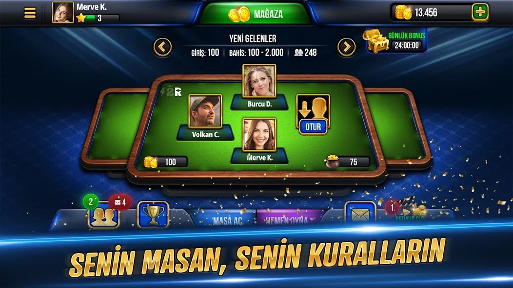 Скачать Tekel Okey - Online Çanak Okey (Текел Окей) [Взлом/МОД Много денег] последняя версия 1.9.1 (на 5Плей бесплатно) для Андроид