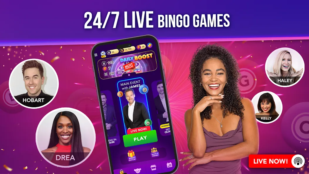 Скачать Live Play Bingo: Real Hosts (Лайв Плей Бинго) [Взлом/МОД Бесконечные деньги] последняя версия 2.7.8 (на 5Плей бесплатно) для Андроид