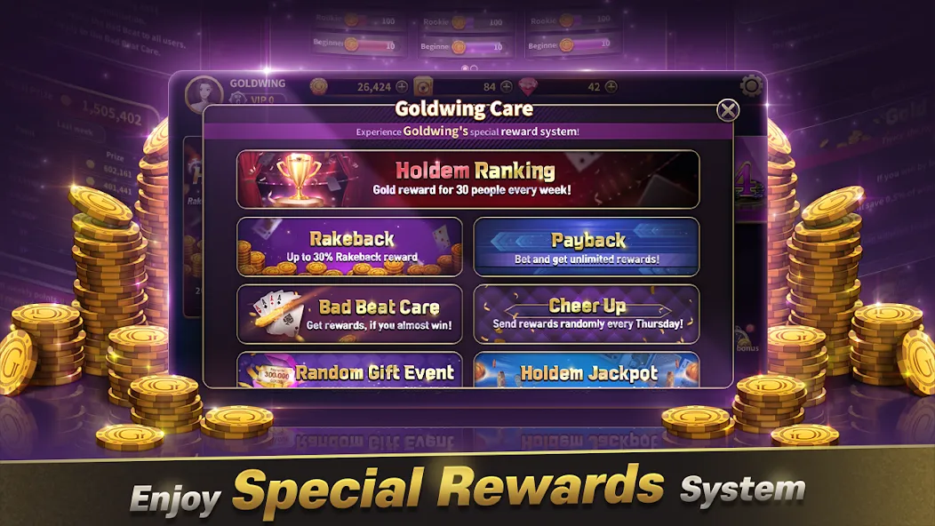 Скачать GoldWing Casino Global (Голдвинг Казино Глобал) [Взлом/МОД Много денег] последняя версия 1.7.8 (4PDA apk) для Андроид