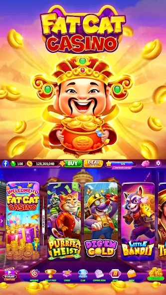 Скачать Fat Cat Casino - Slots Game (Фэт Кэт Казино) [Взлом/МОД Бесконечные деньги] последняя версия 0.4.4 (на 5Плей бесплатно) для Андроид