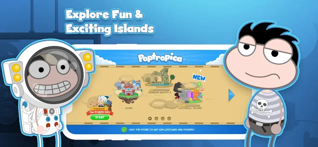 Скачать Poptropica: Fun Kids Adventure (Поптропика) [Взлом/МОД Бесконечные деньги] последняя версия 0.8.9 (5Play ru apk ) для Андроид
