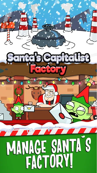 Скачать Santa’s Capitalist Factory  [Взлом/МОД Unlocked] последняя версия 0.5.1 (бесплатно на 4PDA) для Андроид