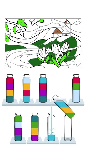 Скачать Sort Paint: бутылочки-пробирки (Сорт Пэйнт) [Взлом/МОД Много денег] последняя версия 1.6.1 (4PDA apk) для Андроид