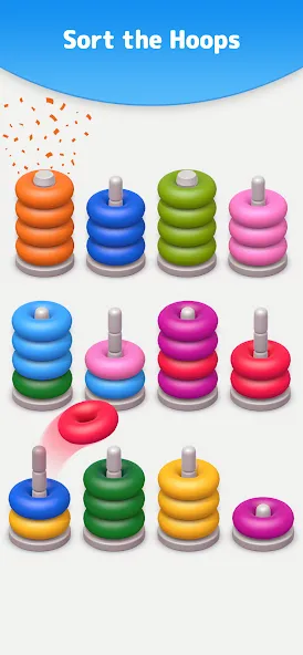 Скачать Color Sort 3D — Hoop Stack [Взлом/МОД Много денег] последняя версия 1.9.9 (на 5Плей бесплатно) для Андроид