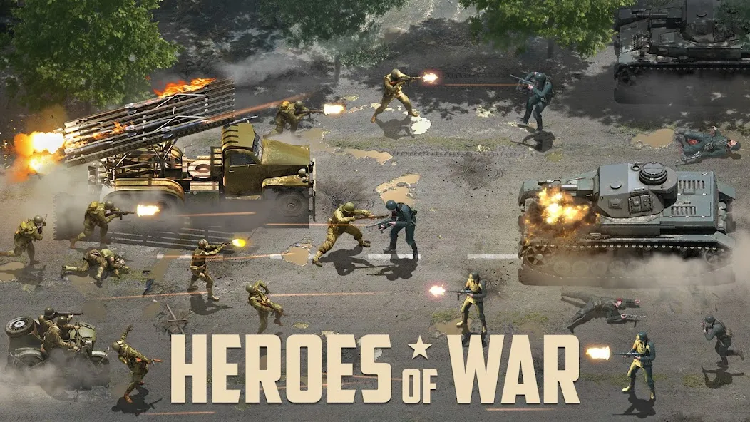 Скачать Heroes of War: стратегии,война (Герои войны) [Взлом/МОД Unlocked] последняя версия 2.6.1 (на 5Плей бесплатно) для Андроид